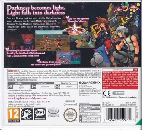 Kingdom Hearts 3D - Dream drop Distance - Nintendo 3DS Spil (B Grade) (Genbrug)